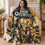 Don Quixote blanket, wrapped around a reader