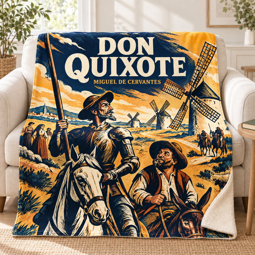 Don Quixote blanket, on a sofa