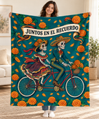 Bicycle for Two blanket, held open