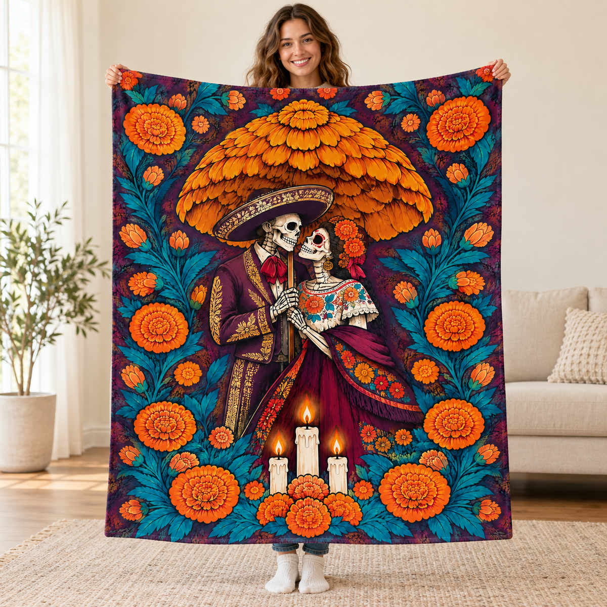 Umbrella of Petals blanket, held open