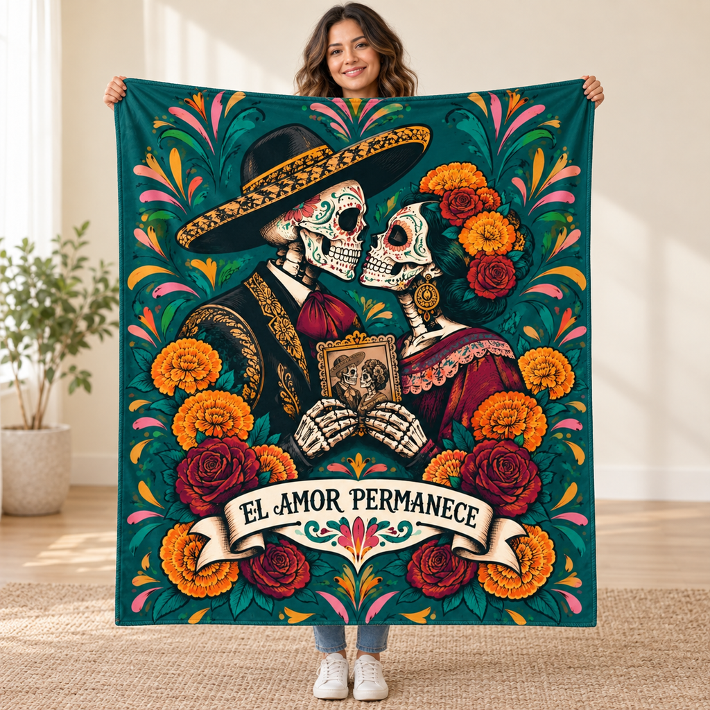 A Kiss Remembered blanket, held open