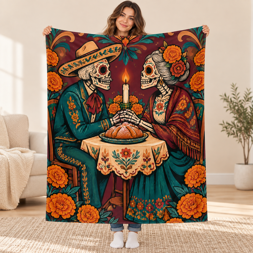 Anniversary Table blanket, held open