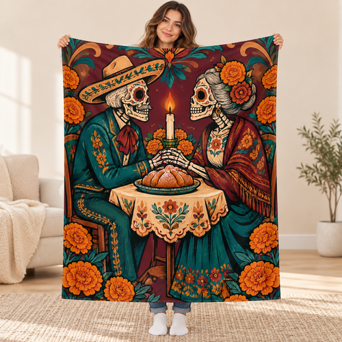 Anniversary Table blanket, held open