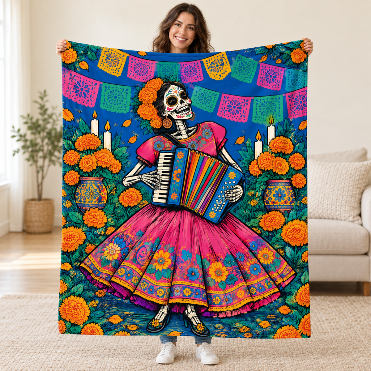 Accordion Joy blanket, held open
