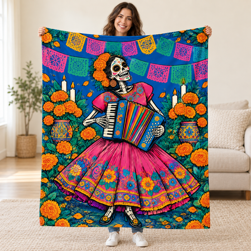 Accordion Joy blanket, held open