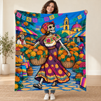 Flower Seller blanket, held open