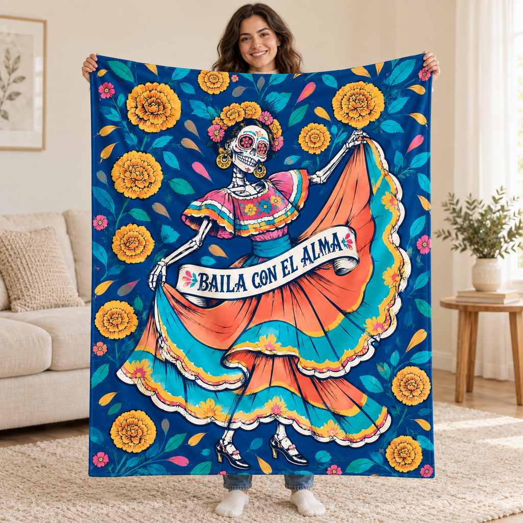 Folklorico Whirl blanket, held open