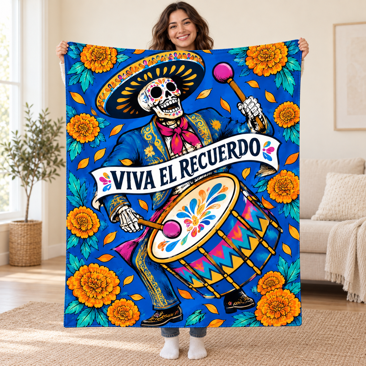 Celebration Drummer blanket, held open