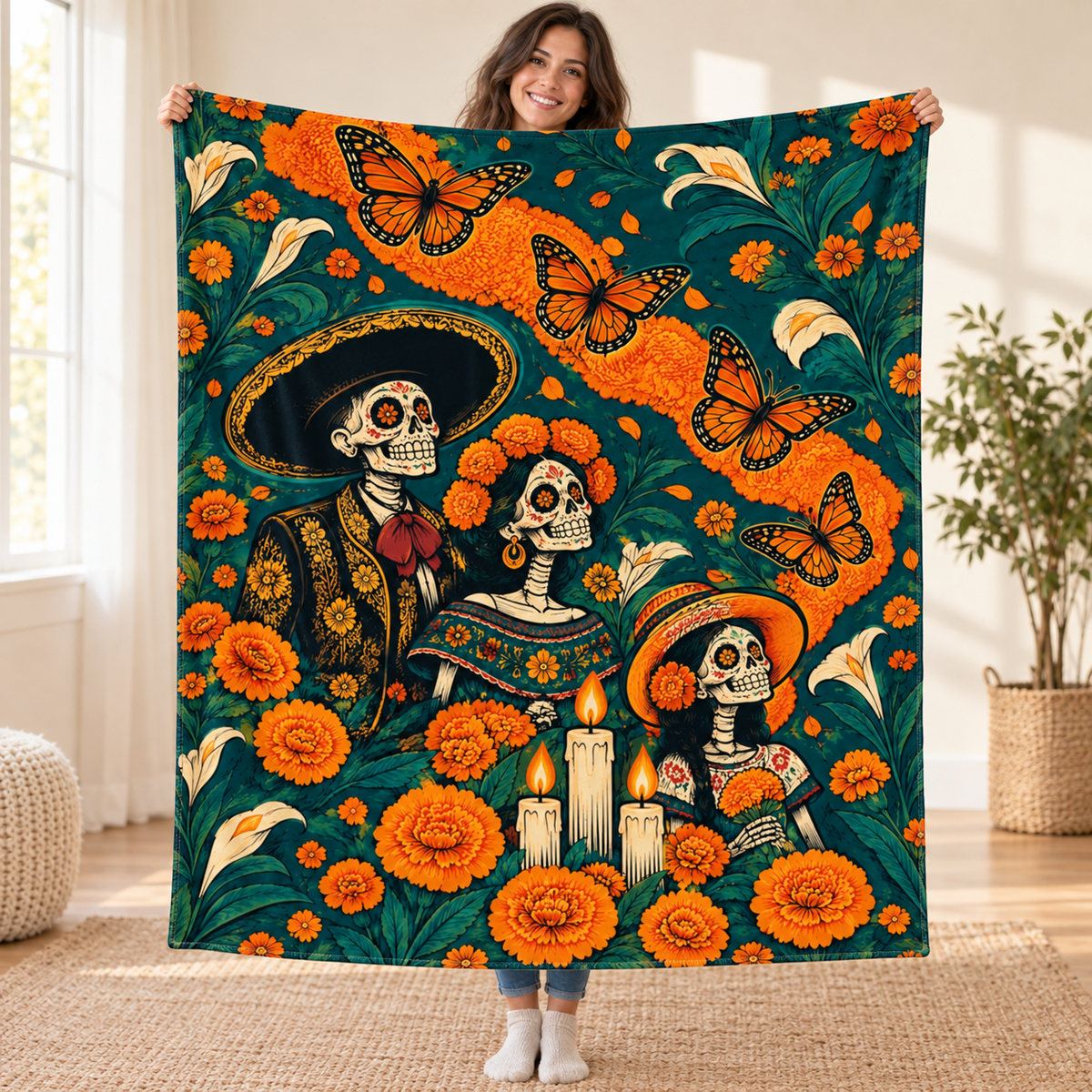 Monarch Passage blanket, held open