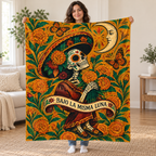 Moon and Memory blanket, held open
