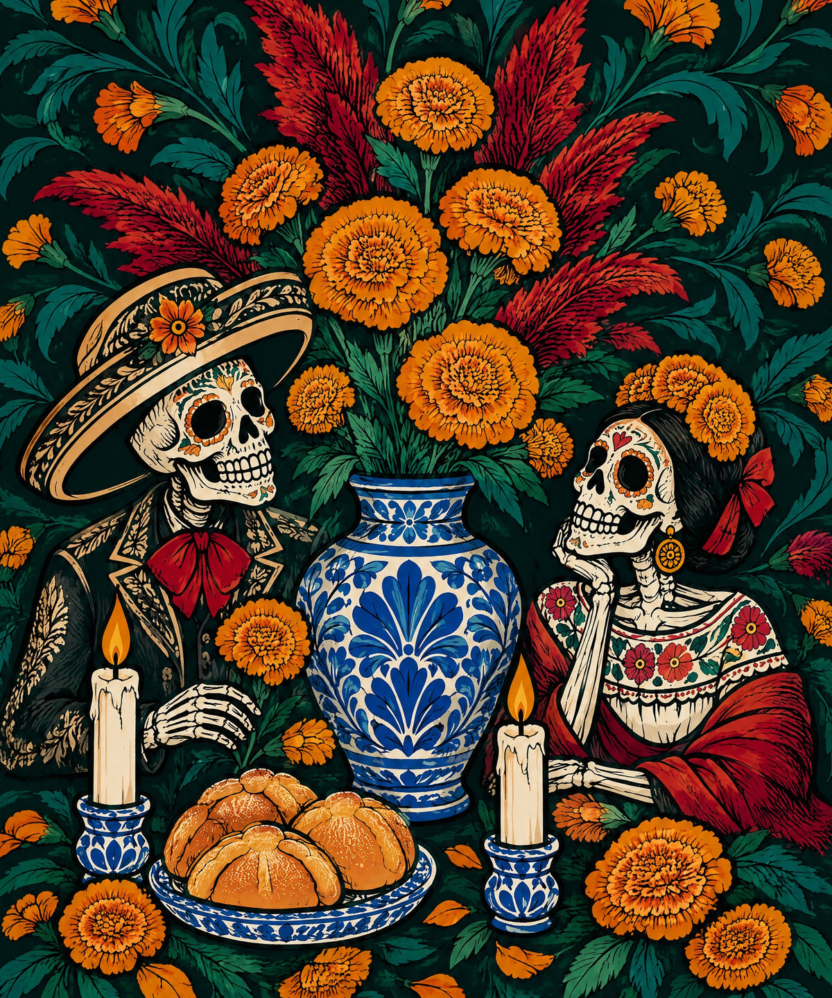 Ofrenda Bouquet blanket, full design