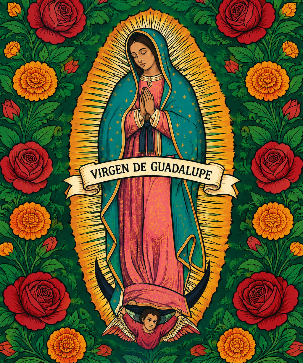 Guadalupe - Emerald Roses blanket, full design