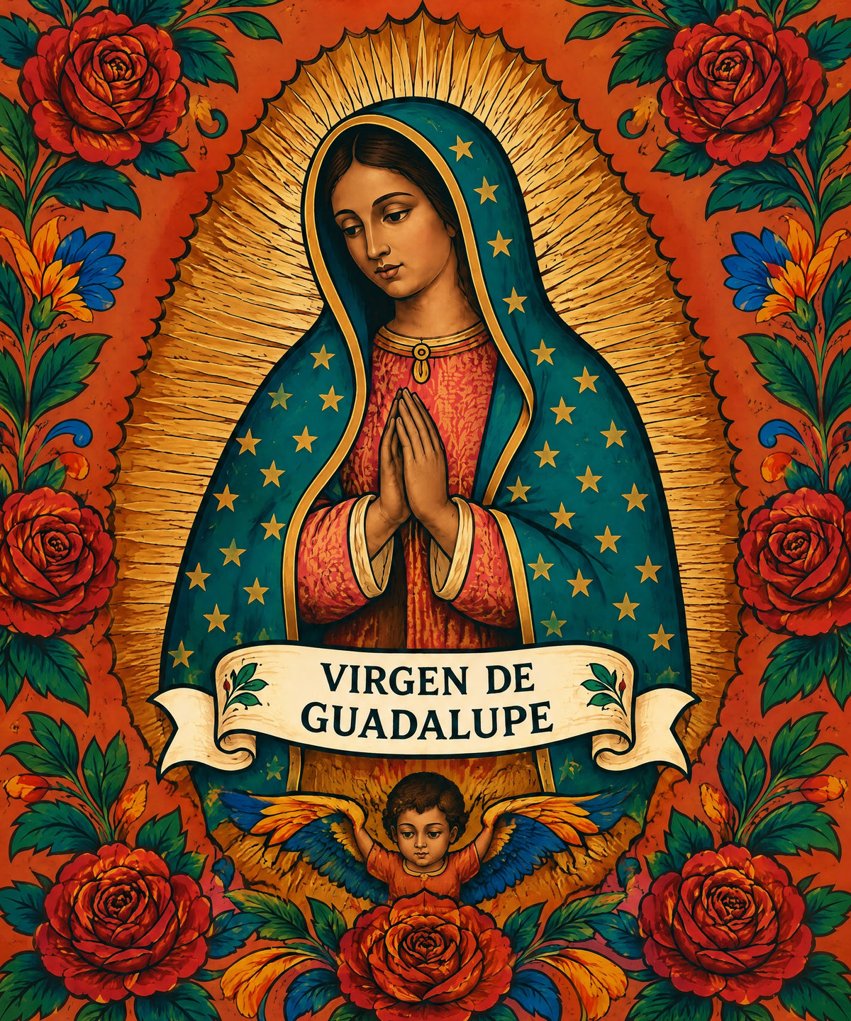 Guadalupe - Tender Portrait blanket, full design