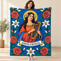 Santa Cecilia blanket, held open