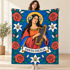 Santa Cecilia blanket, held open