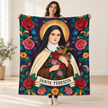 Santa Teresita blanket, held open