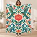Colibries del amanecer blanket, held open