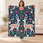 Venados entre flores blanket, held open
