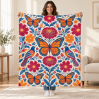 Jardin de mariposas blanket, held open