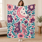 Conejos de luna blanket, held open