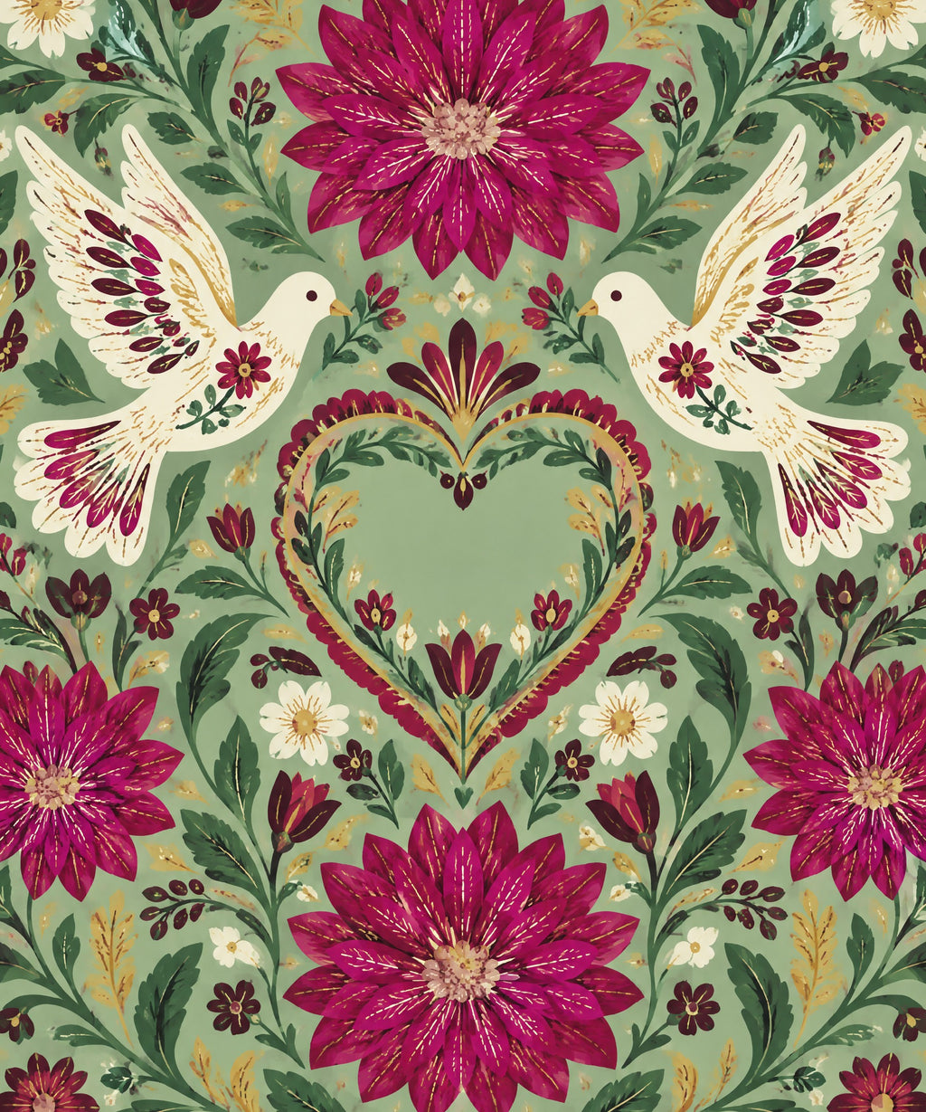 Dalias y palomas blanket, full design