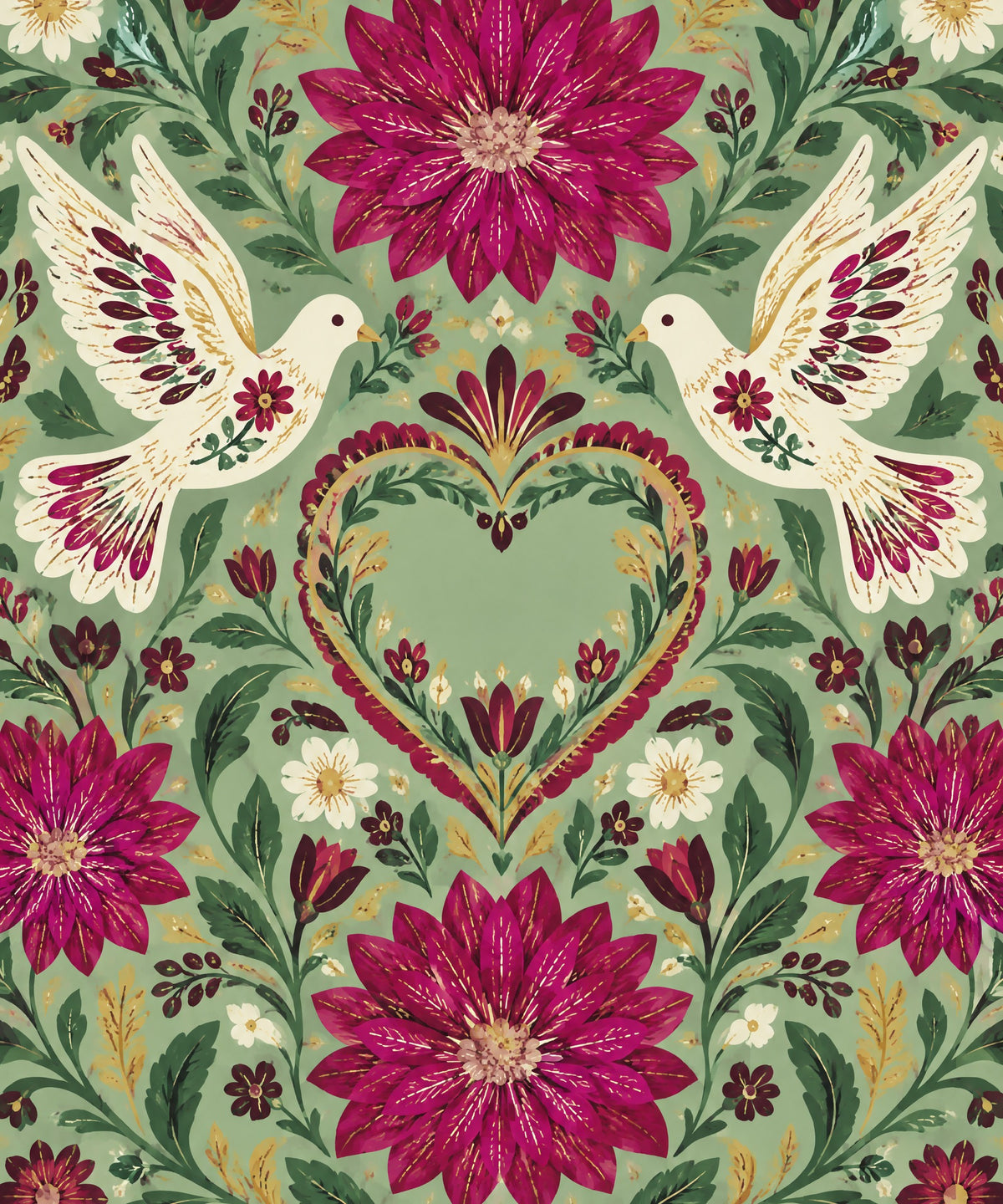 Dalias y palomas blanket, full design