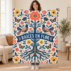 Raices en flor blanket, held open