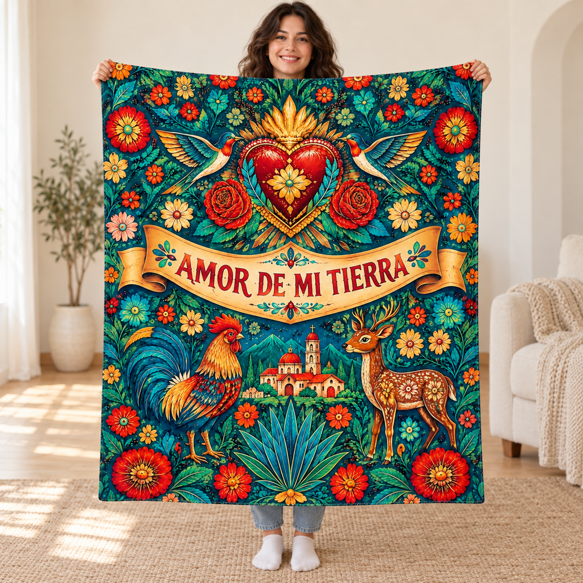 Corazon de hojalata blanket, held open