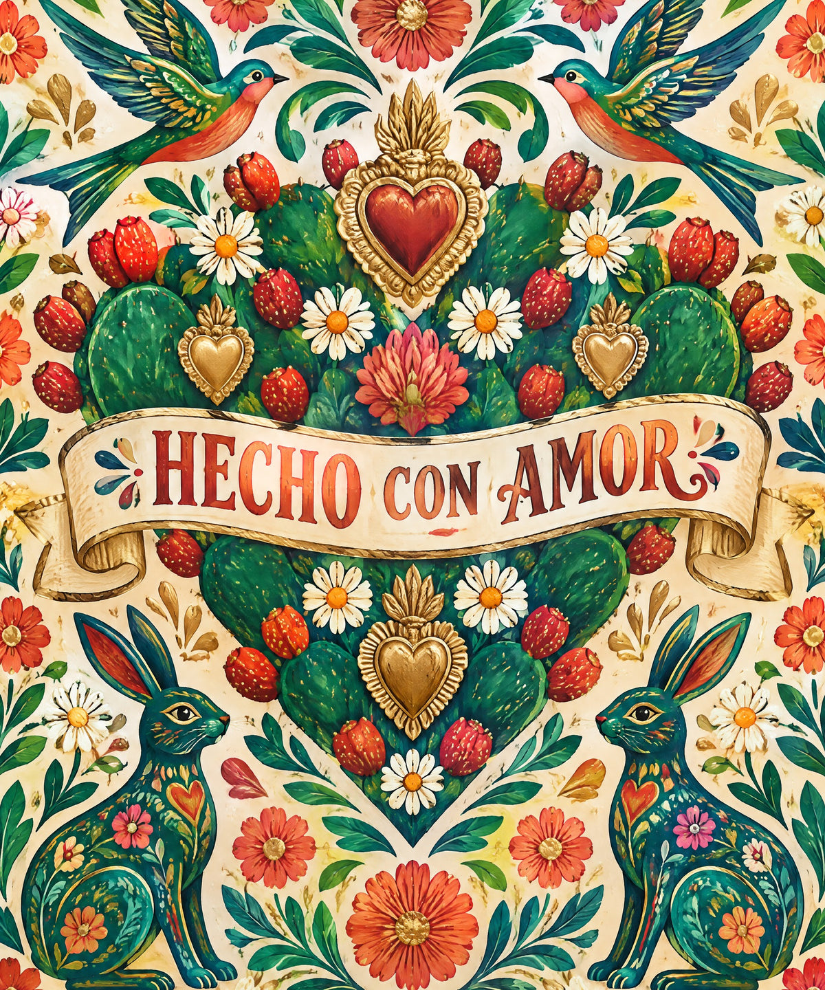 Corazon de nopal blanket, full design