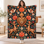 Rosas de cobre blanket, held open