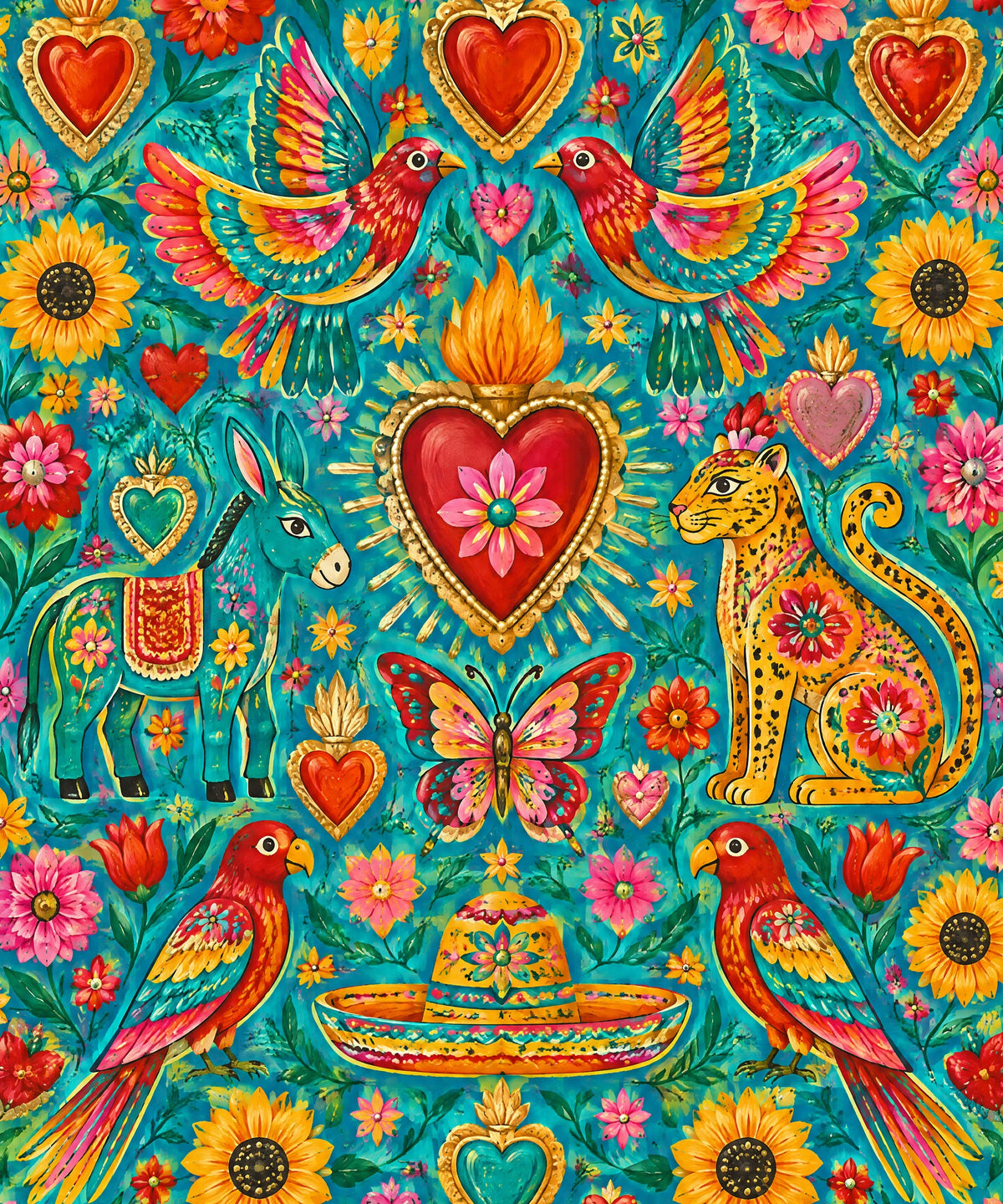 Corazones de fiesta blanket, full design
