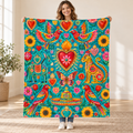 Corazones de fiesta blanket, held open