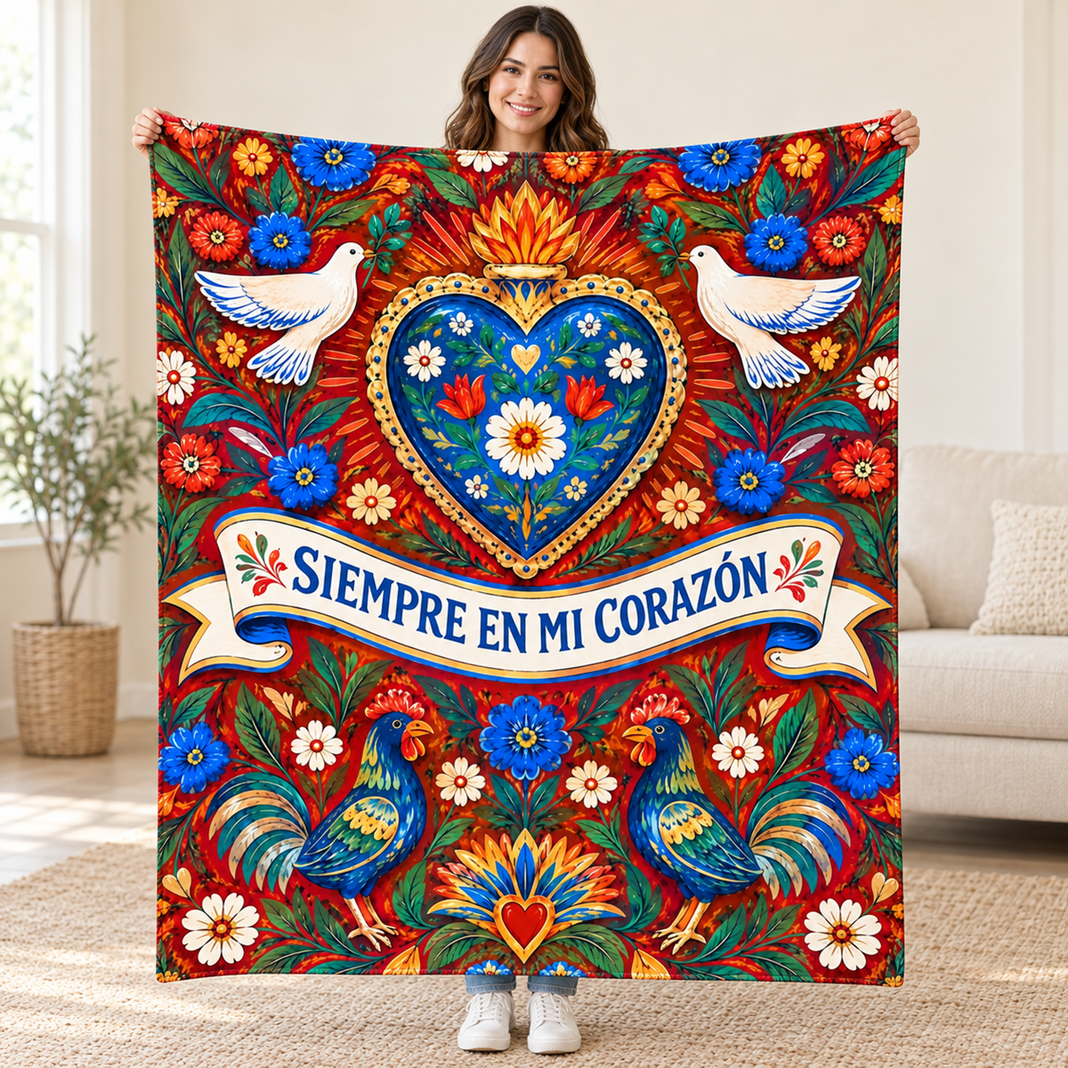 Siempre en mi corazon blanket, held open