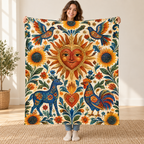 Sol del corazon blanket, held open