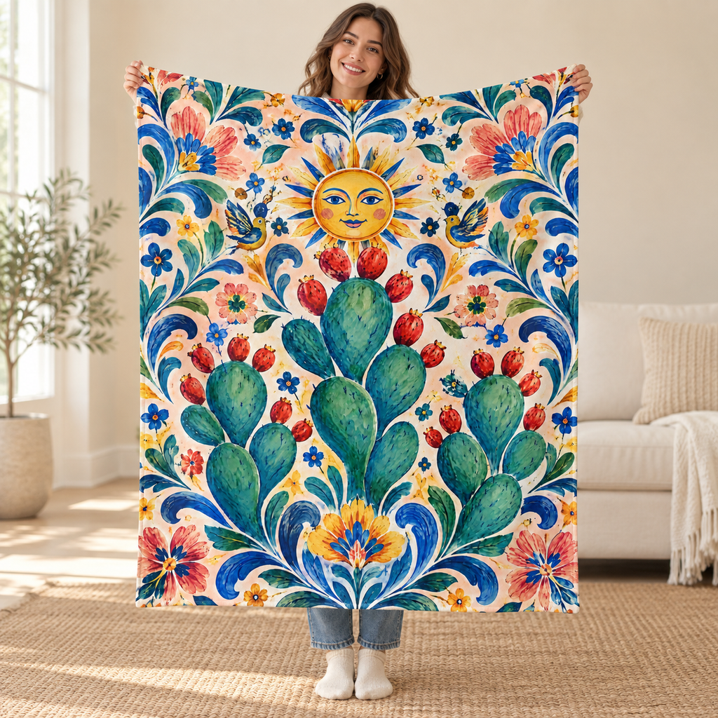 Nopales bajo el sol blanket, held open
