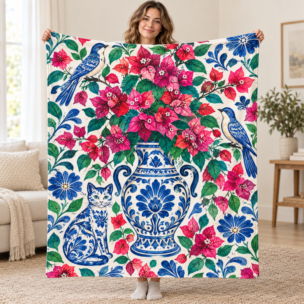 Jarron de bugambilia blanket, held open