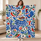 Chile y alegria blanket, held open