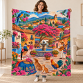 Pueblo de colores blanket, held open