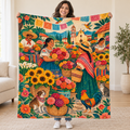 Mercado de flores blanket, held open