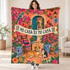Patio de mi casa blanket, held open