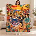 Fiesta del pueblo blanket, held open
