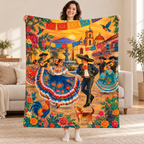 Fiesta del pueblo blanket, held open