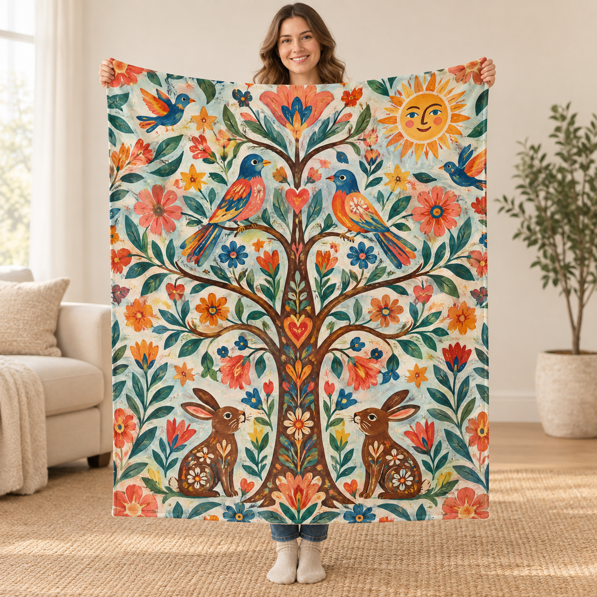 Arbol de los deseos blanket, held open