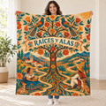 Raices y caminos blanket, held open