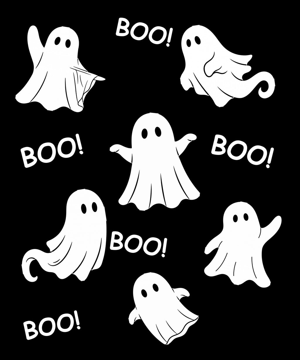 Ghost Boo - Black blanket, full design