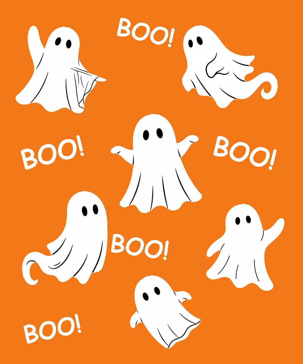 Ghost Boo - Orange blanket, full design