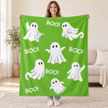Ghost Boo - Green blanket, held open