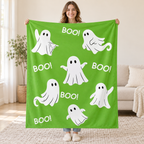 Ghost Boo - Green blanket, held open