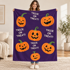 Pumpkin Party - Purple blanket, held open