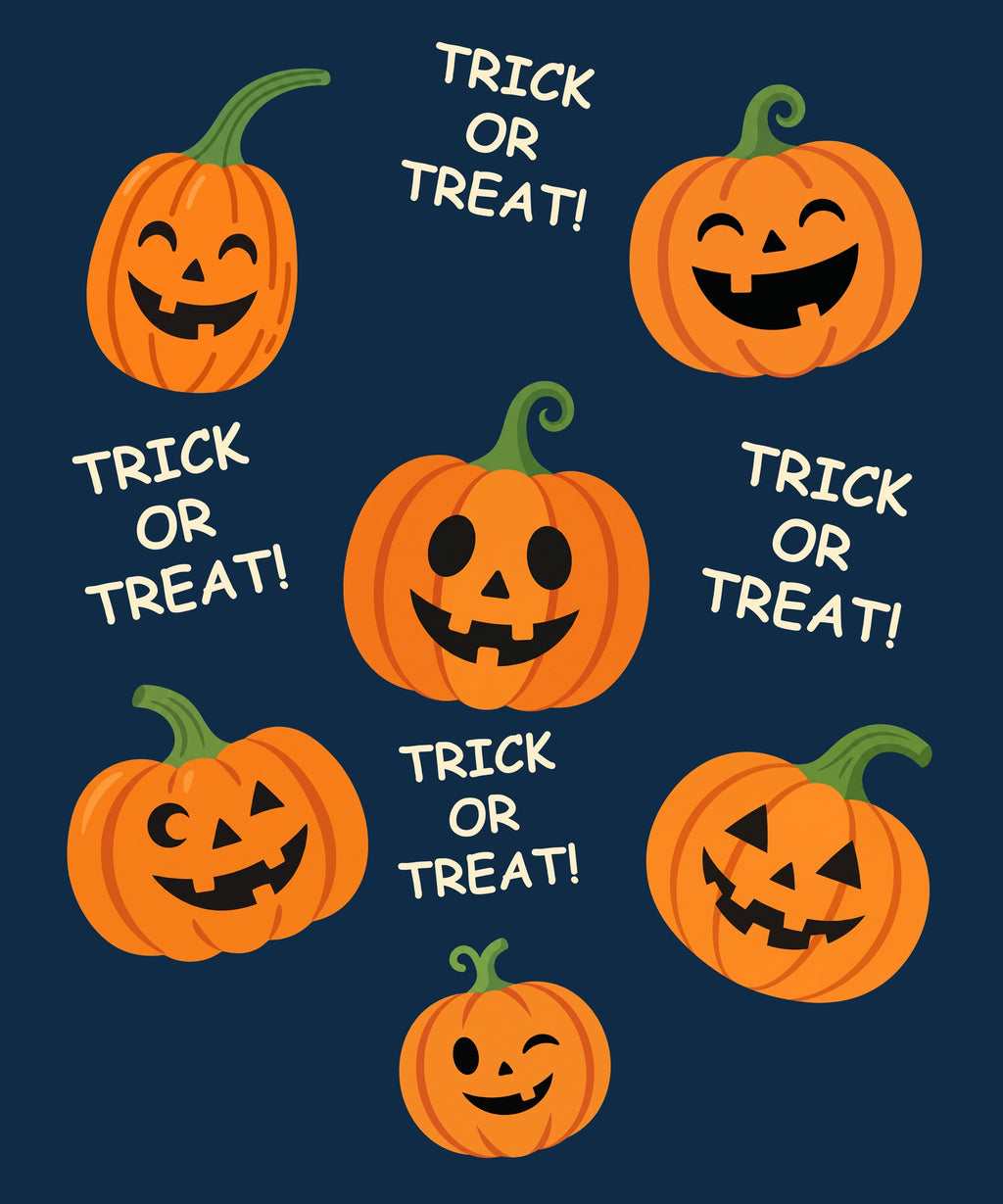 Pumpkin Party - Midnight Blue blanket, full design